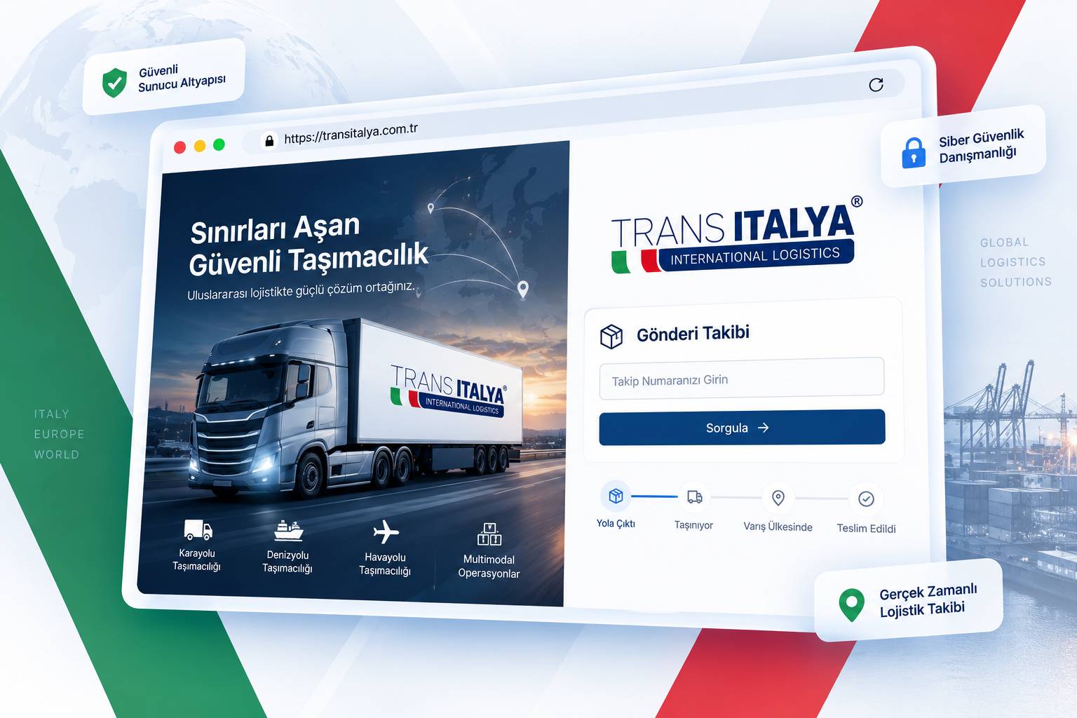 Trans İtalya lojistik web sitesi