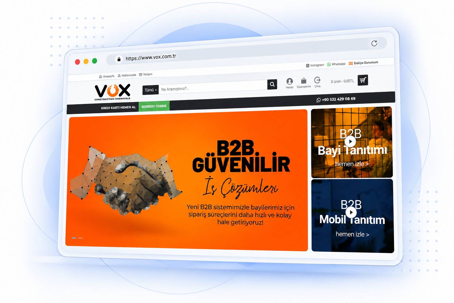 Vox Vyk B2B e-ticaret sitesi